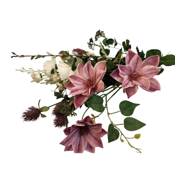 Artificial Mixed Flower Bouquet With Clematis Daisies & Thistle - 6 Stems 20" Ta - Picture 6 of 12